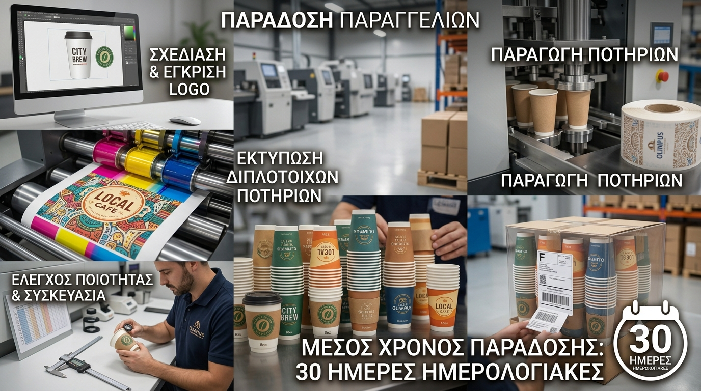 Χρόνος παράδοσης τυπωμένων ποτηριών